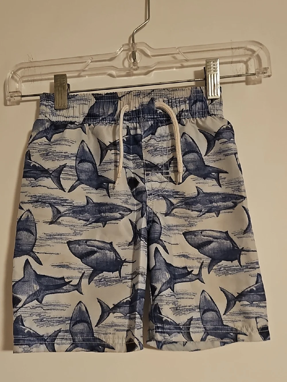 Old Navy White & Blue Shark Swim Trunks